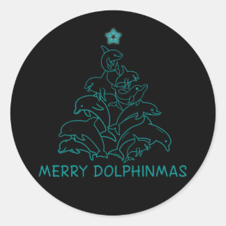 Dolphin Lover Geschenk| Dolphin Frohe Weihnachtsba Runder Aufkleber