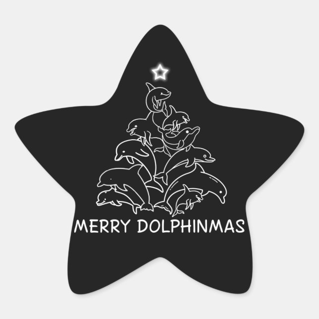 Dolphin Lover Geschenk| Dolphin Frohe Weihnachtsba Stern-Aufkleber (Vorderseite)