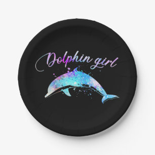 Dolphin Lover Geschenk  Galaxy Dolphin Girl Pappteller