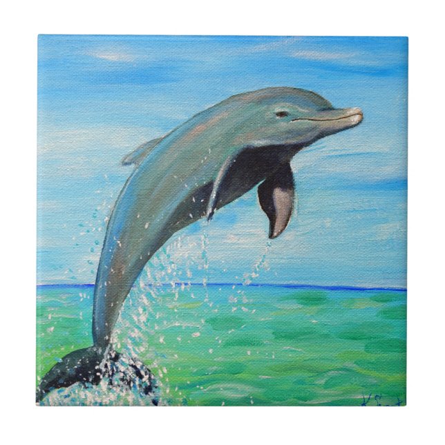 Dolphin-Malerei Fliese (Vorderseite)