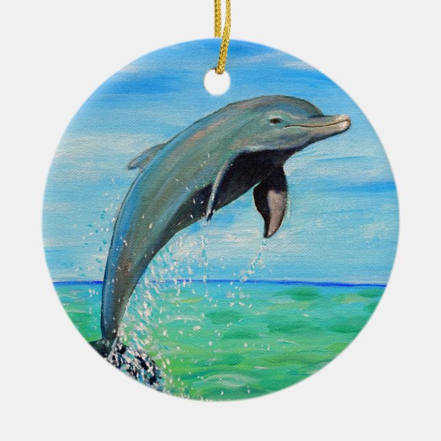 Dolphin-Malerei Keramik Ornament (Vorne)