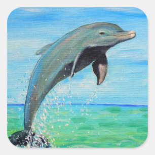 Dolphin-Malerei Quadratischer Aufkleber