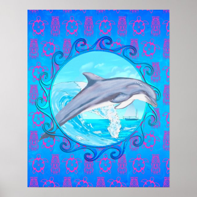 Dolphin Maori Sun Poster (Vorne)