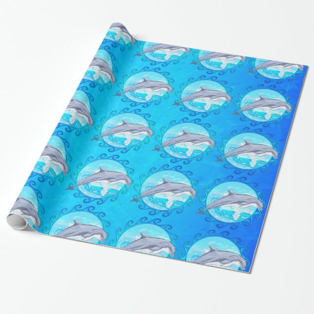 Dolphin Maori Sun Wrapping Paper Geschenkpapier (Ungerollt)