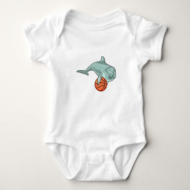 Dolphin mit Basketball Baby Strampler (Vorderseite)