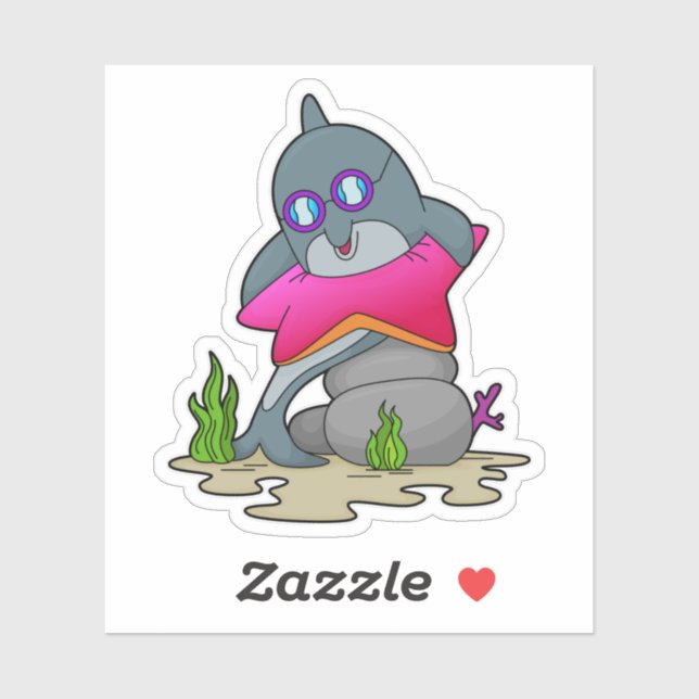 Dolphin mit Brille Aufkleber (Blatt)