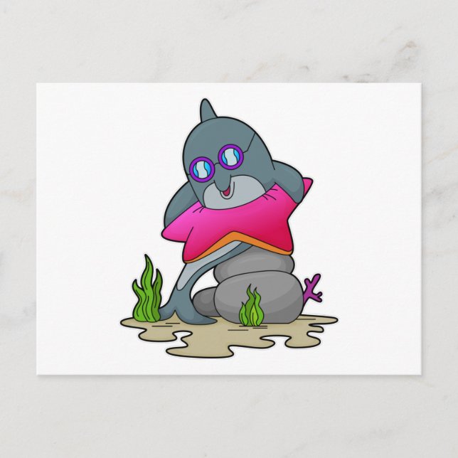 Dolphin mit Brille Postkarte (Vorderseite)