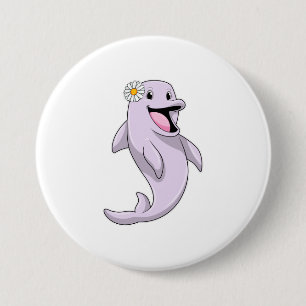 Dolphin mit Daisy-Blume Button