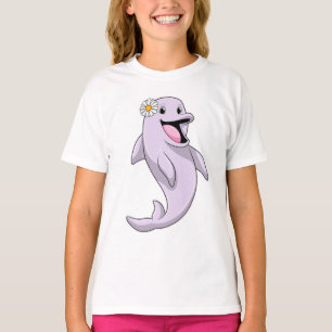 Dolphin mit Daisy-Blume T-Shirt