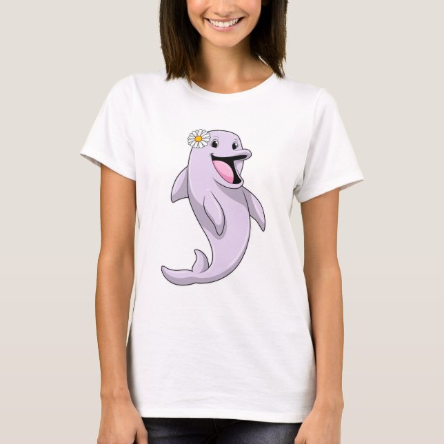 Dolphin mit Daisy-Blume T-Shirt (Vorderseite)