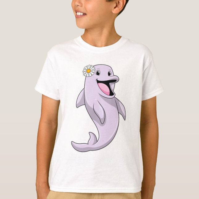 Dolphin mit Daisy-Blume T-Shirt (Vorderseite)