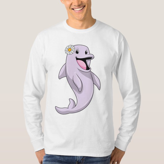 Dolphin mit Daisy-Blume T-Shirt (Vorderseite)
