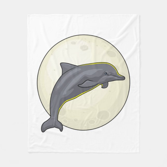 Dolphin mit dem Mond Fleecedecke (Vorderseite)
