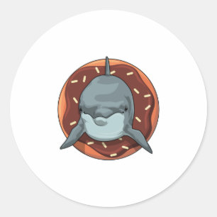 Dolphin mit Donut Runder Aufkleber