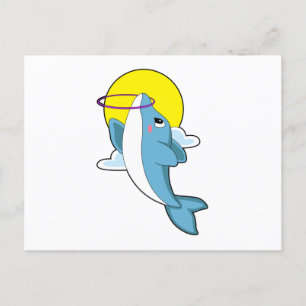 Dolphin mit Fitness-Reifen Postkarte