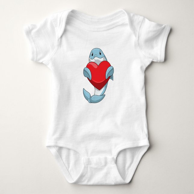 Dolphin mit Herz Baby Strampler (Vorderseite)