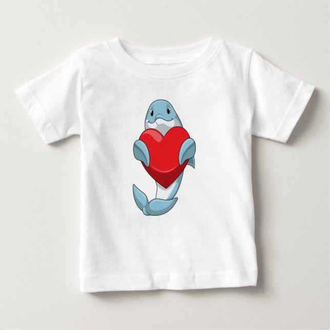 Dolphin mit Herz Baby T-shirt (Vorderseite)