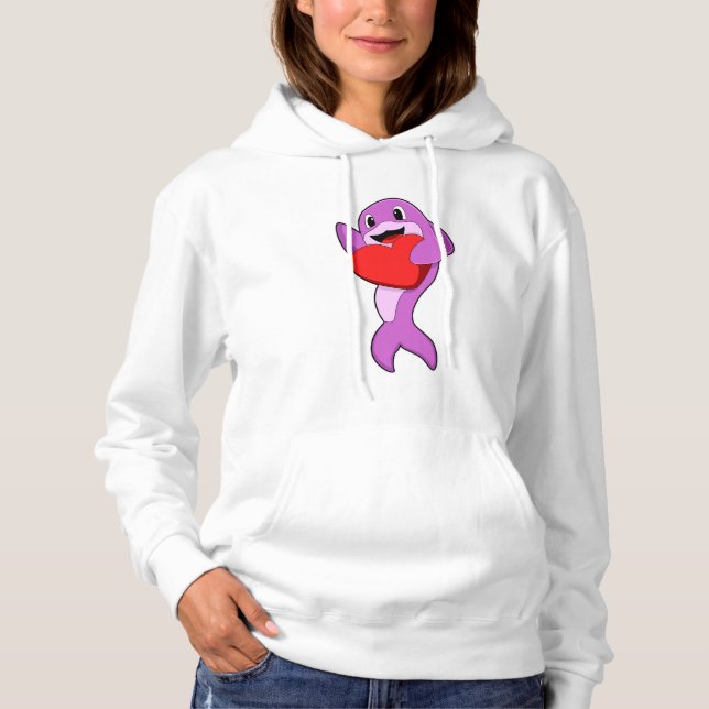 Dolphin mit Herz Hoodie (Vorderseite)