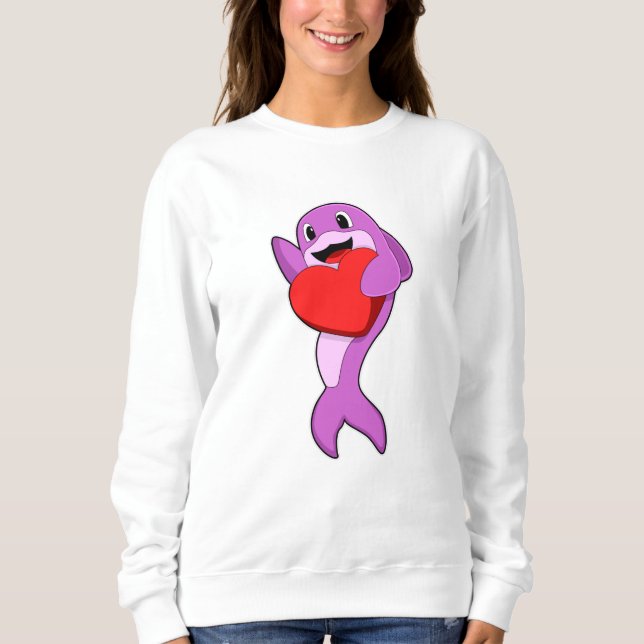Dolphin mit Herz Sweatshirt (Vorderseite)