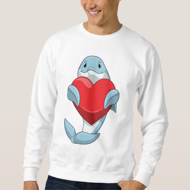 Dolphin mit Herz Sweatshirt (Vorderseite)