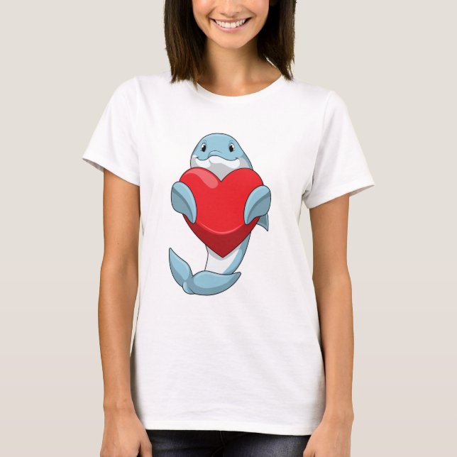 Dolphin mit Herz T-Shirt (Vorderseite)