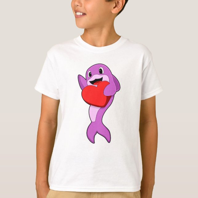 Dolphin mit Herz T-Shirt (Vorderseite)