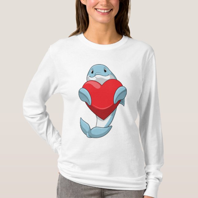Dolphin mit Herz T-Shirt (Vorderseite)