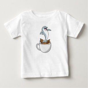 Dolphin mit Kaffee-Cup Baby T-shirt