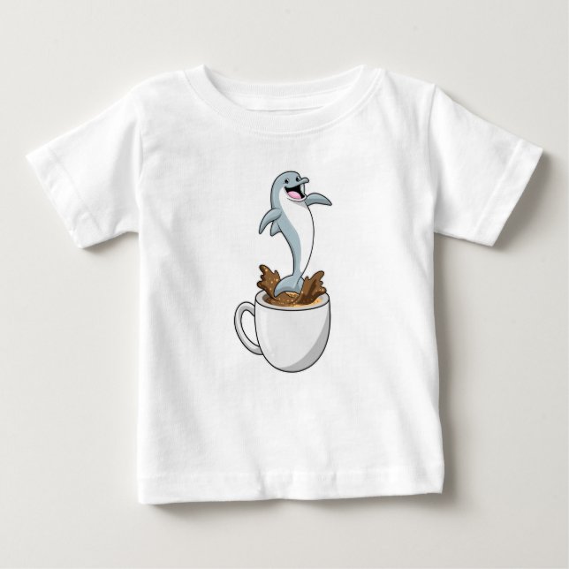 Dolphin mit Kaffee-Cup Baby T-shirt (Vorderseite)