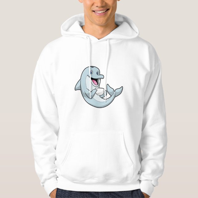 Dolphin mit Kaffee-Cup Hoodie (Vorderseite)