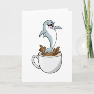 Dolphin mit Kaffee-Cup Karte