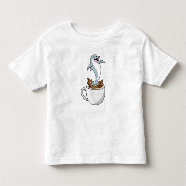 Dolphin mit Kaffee-Cup Kleinkind T-shirt (Vorderseite)