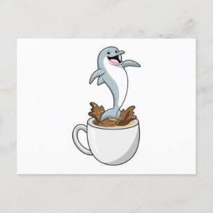Dolphin mit Kaffee-Cup Postkarte