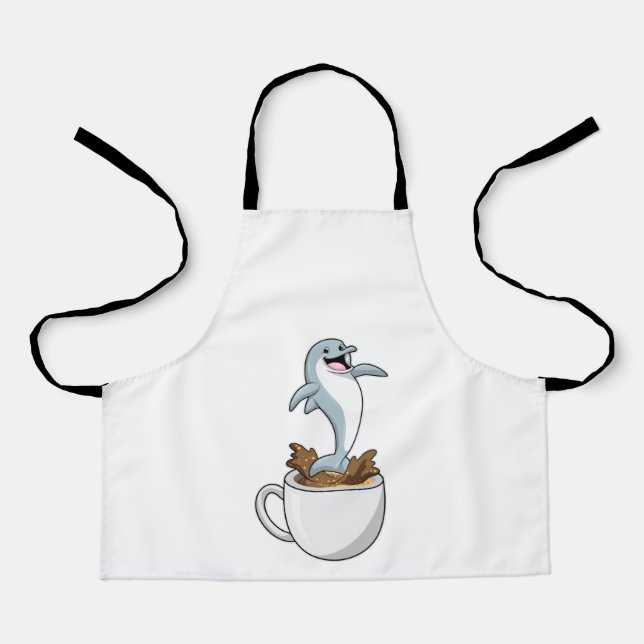 Dolphin mit Kaffee-Cup Schürze (Vorderseite)