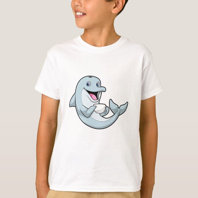 Dolphin mit Kaffee-Cup T-Shirt (Vorderseite)