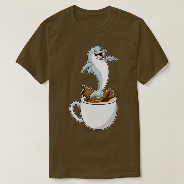 Dolphin mit Kaffee-Cup T-Shirt (Design vorne)