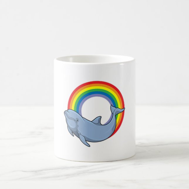 Dolphin mit Regenbogen Kaffeetasse (Mittel)