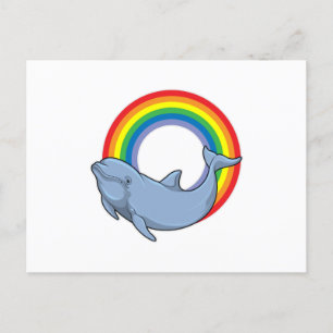 Dolphin mit Regenbogen Postkarte