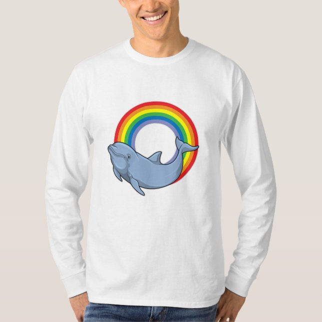 Dolphin mit Regenbogen T-Shirt (Vorderseite)