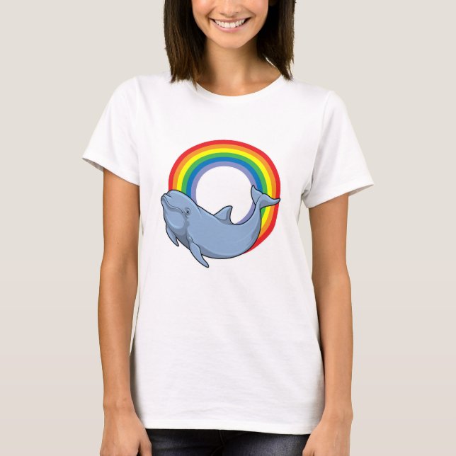 Dolphin mit Regenbogen T-Shirt (Vorderseite)