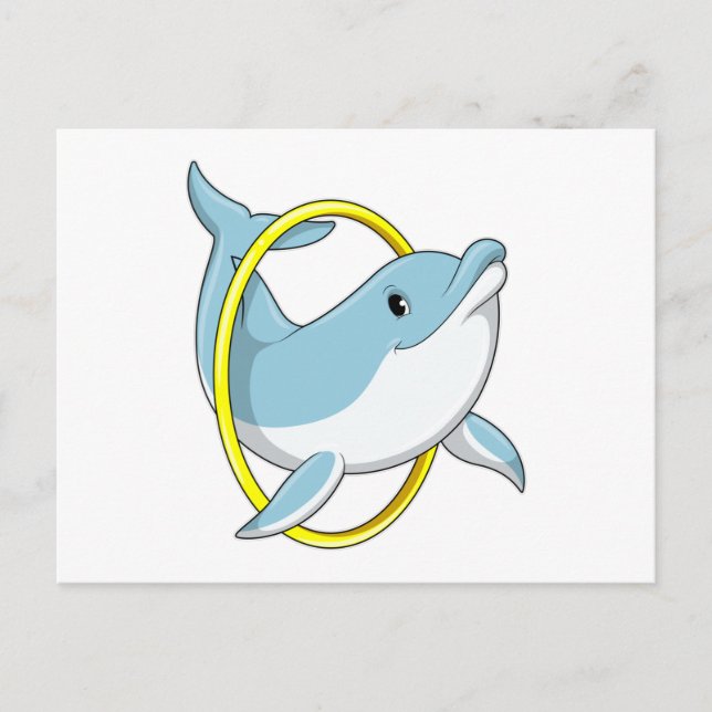 Dolphin mit Ring Postkarte (Vorderseite)
