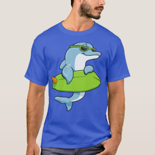 Dolphin mit Sonnenbrille als Surfer mit Surfbrett T-Shirt