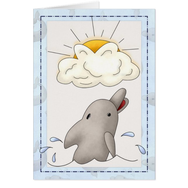 Dolphin mit Sun/Clouds Tiergrüßkarte (Vorne)