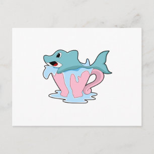 Dolphin mit Wasserball.PNG Postkarte
