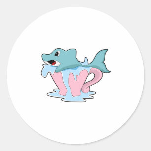 Dolphin mit Wasserball.PNG Runder Aufkleber