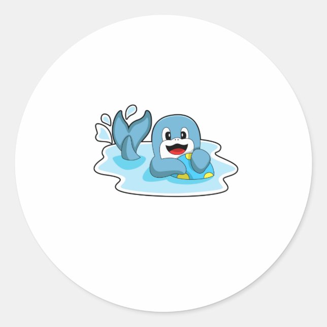 Dolphin mit Wasserpolo Runder Aufkleber (Vorderseite)