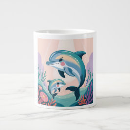 Dolphin Mom and Baby Jumbo-Tasse