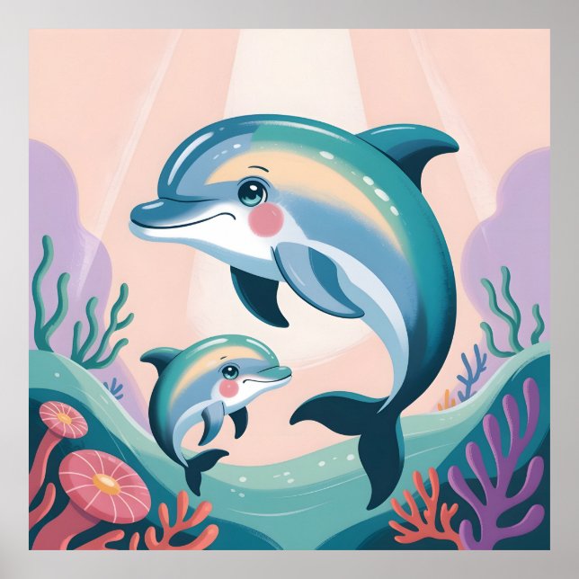 Dolphin Mom and Baby Poster (Vorne)