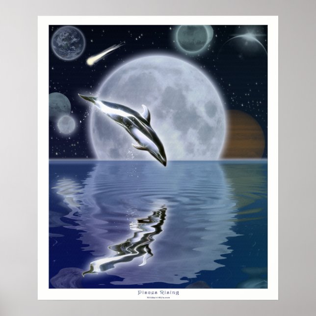 DOLPHIN & MOON II Fantasy Art Poster (Vorne)