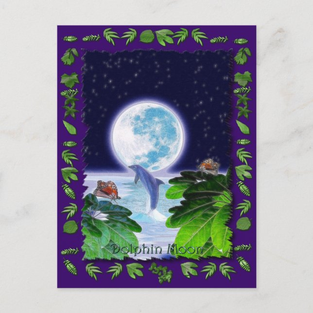 DOLPHIN MOON Paradise Art Series Postkarte (Vorderseite)